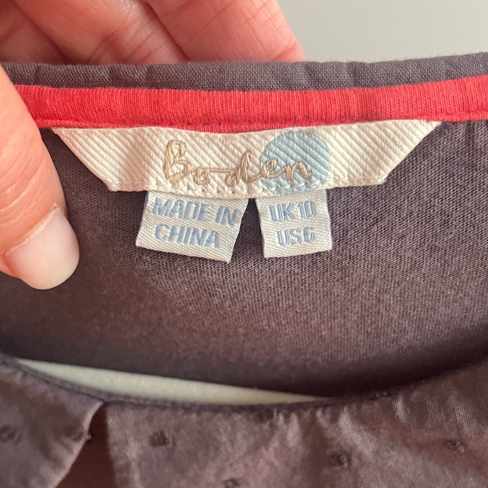 Boden 3/4 sleeve Top w/ Peter Pan Collar size 6 - Picture 4 of 5